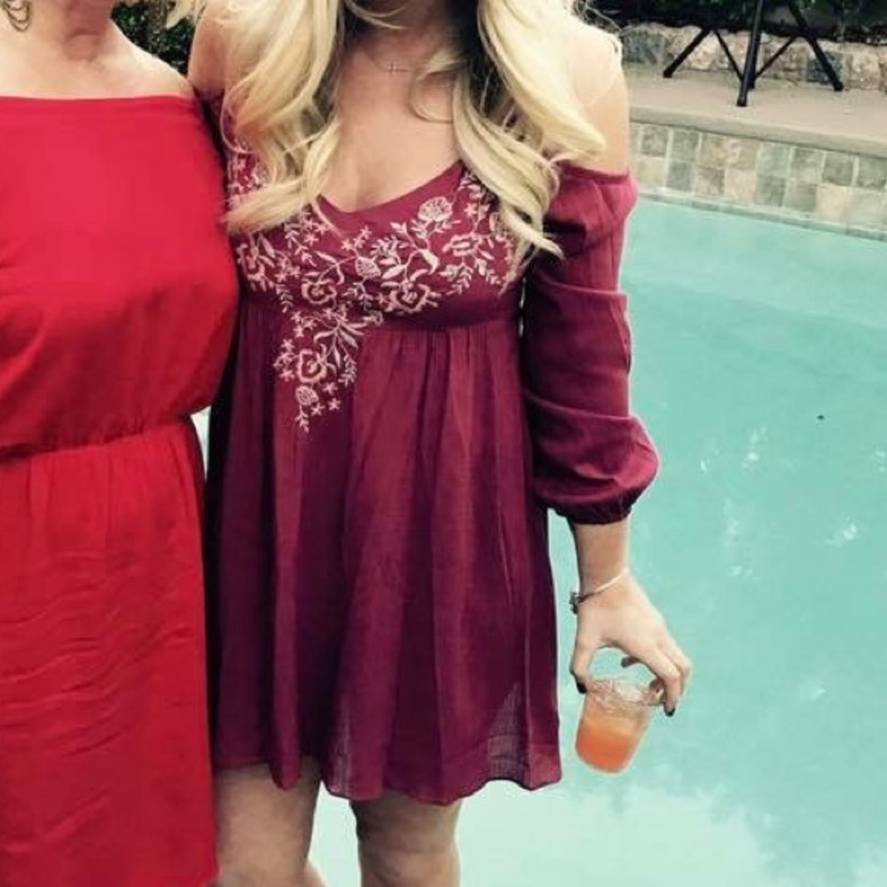 Maroon Cold Shoulder Dress